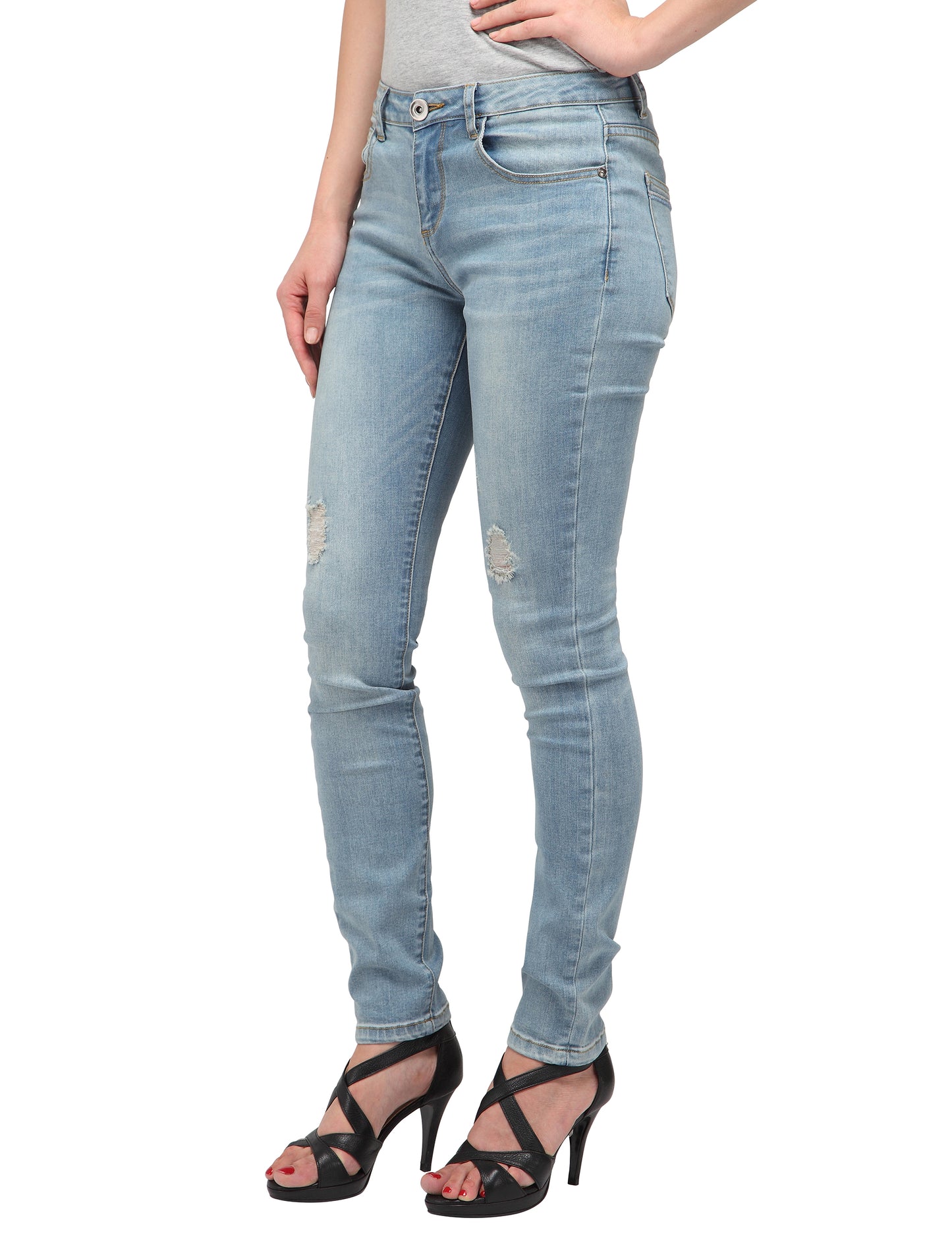 Zinnia (Distressed Light Blue Skinny Jeans)