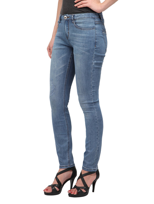 Iris (Distressed Plain Blue Skinny Jeans)