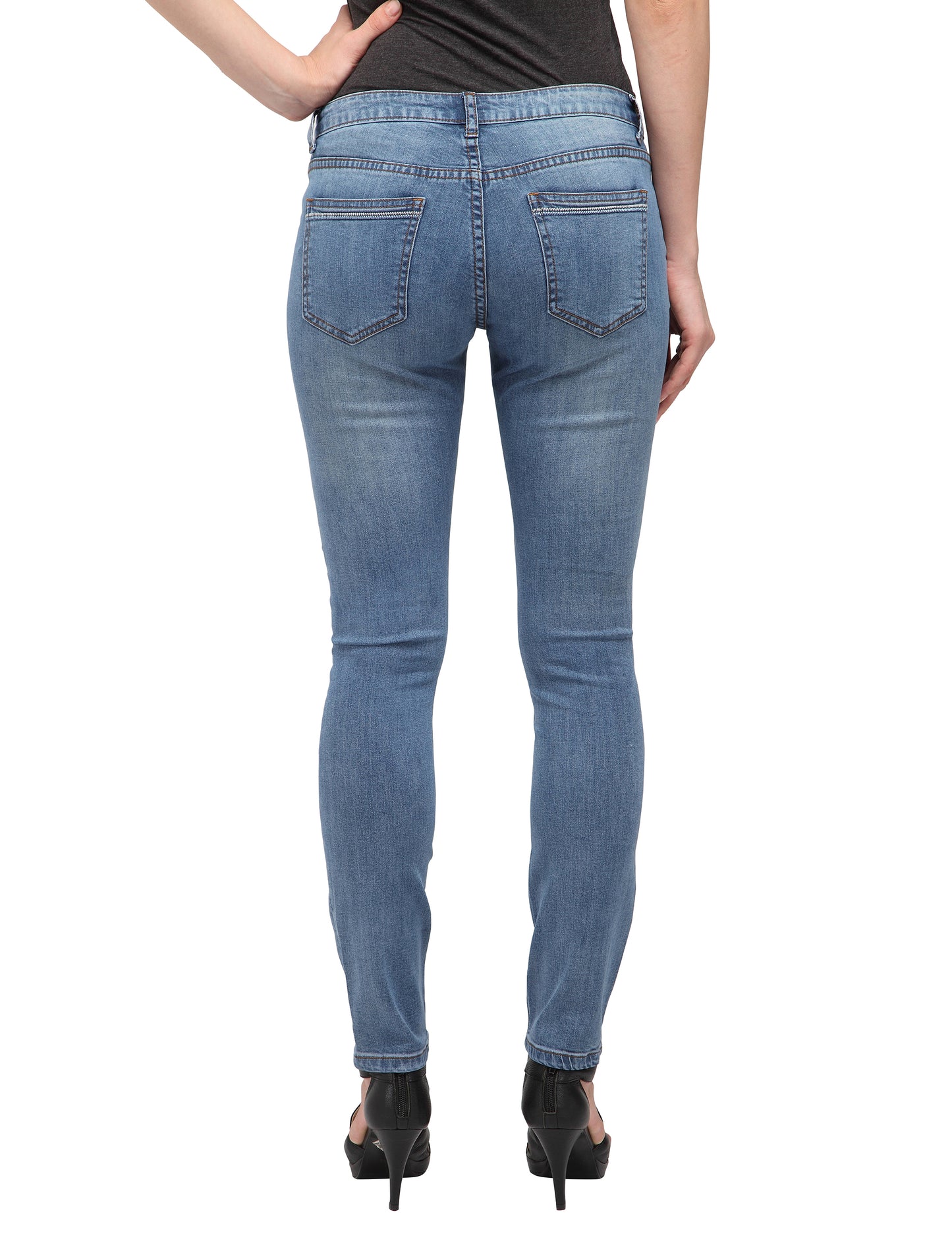 Iris (Distressed Plain Blue Skinny Jeans)