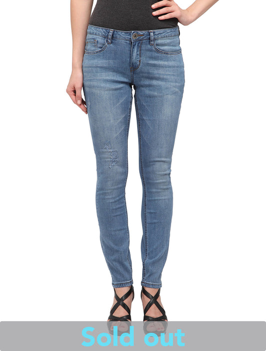 Iris (Distressed Plain Blue Skinny Jeans)