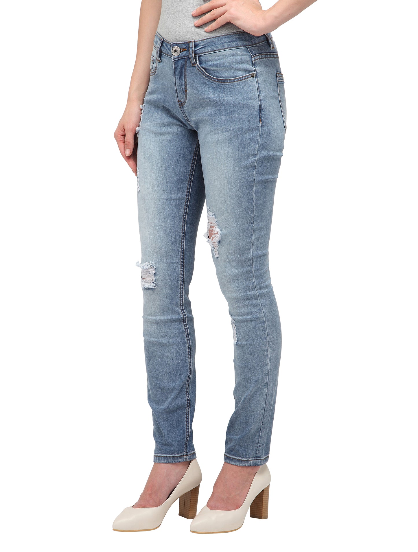 Azalee (Distressed Light Blue Skinny Jeans)