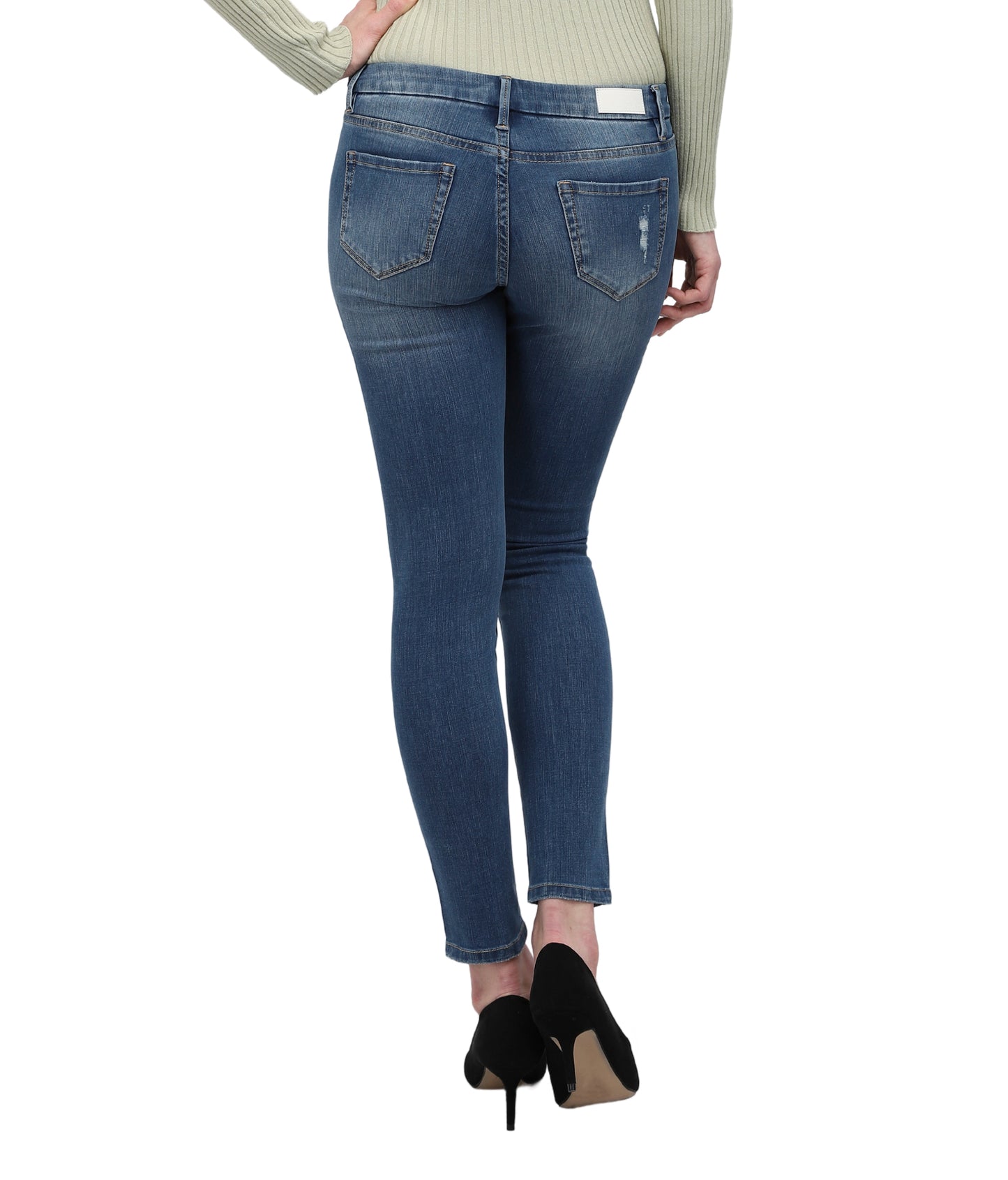 Thym-AK (Plain Blue Skinny Ankle Jeans)