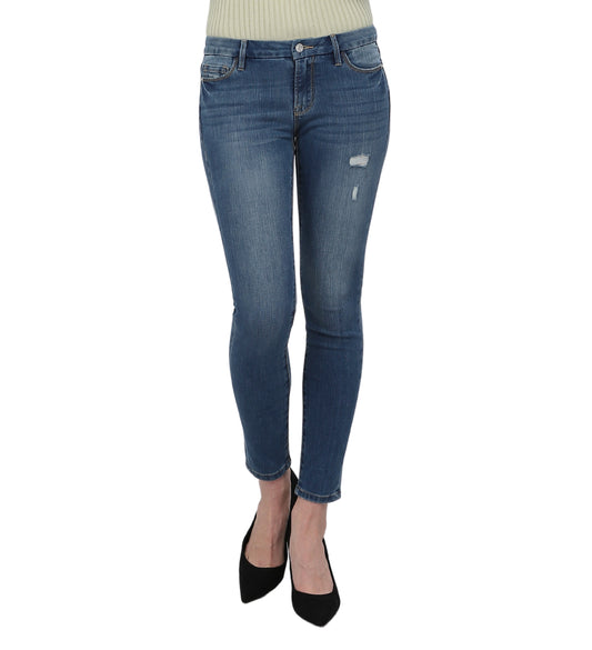 Thym-AK (Plain Blue Skinny Ankle Jeans)