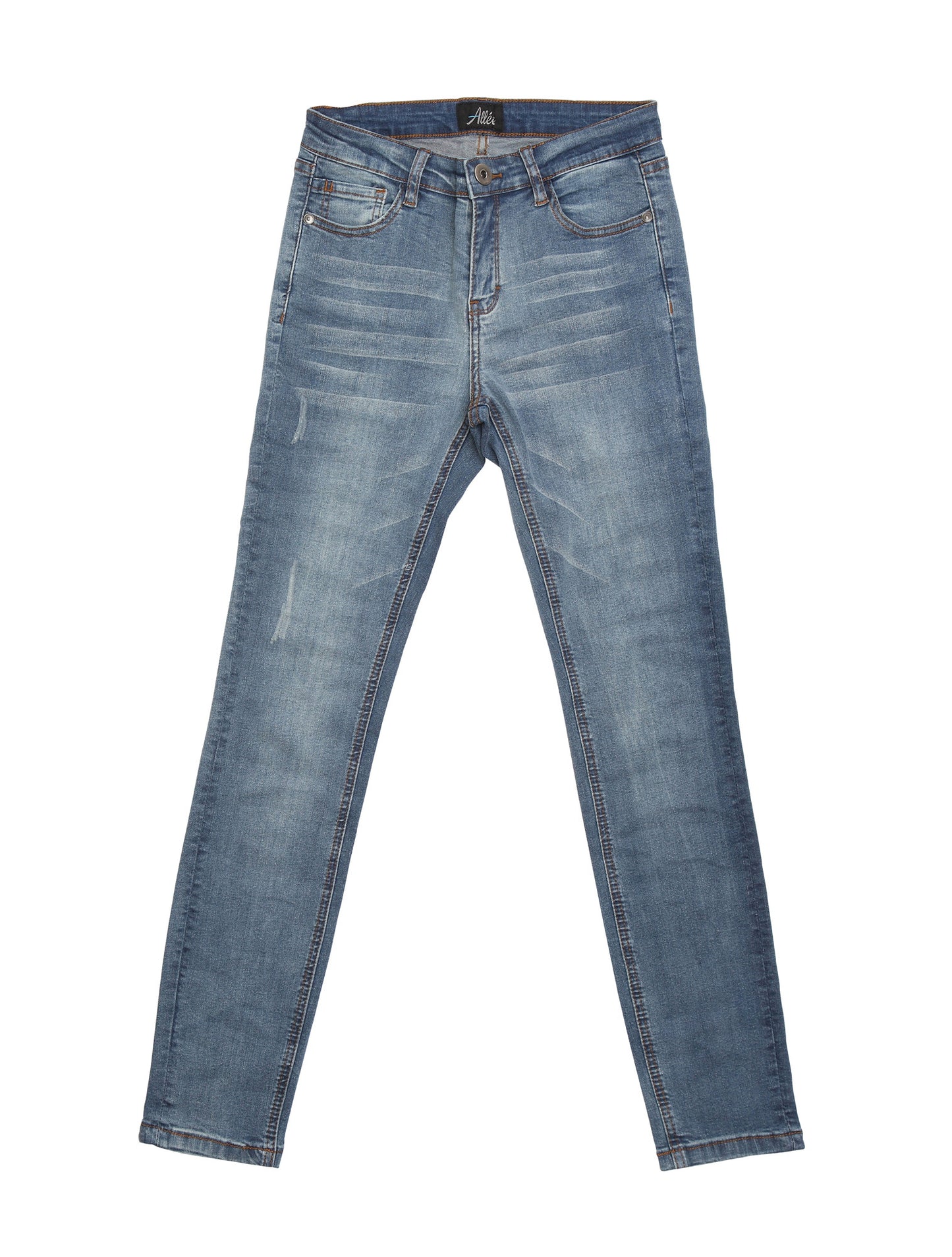 Iris-AK (Distressed Plain Blue Ankle Skinny Jeans)
