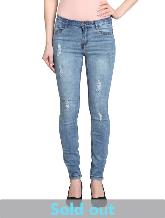 Azalee-AK (Distressed Light Blue Skinny Ankle Jeans)