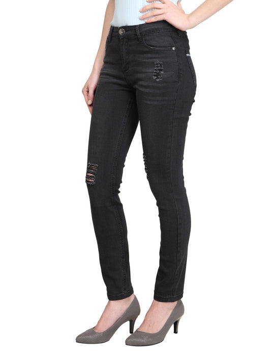 Dahlia-AK (Distressed Black Skinny Ankle Jeans)