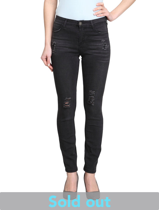 Dahlia-AK (Distressed Black Skinny Ankle Jeans)