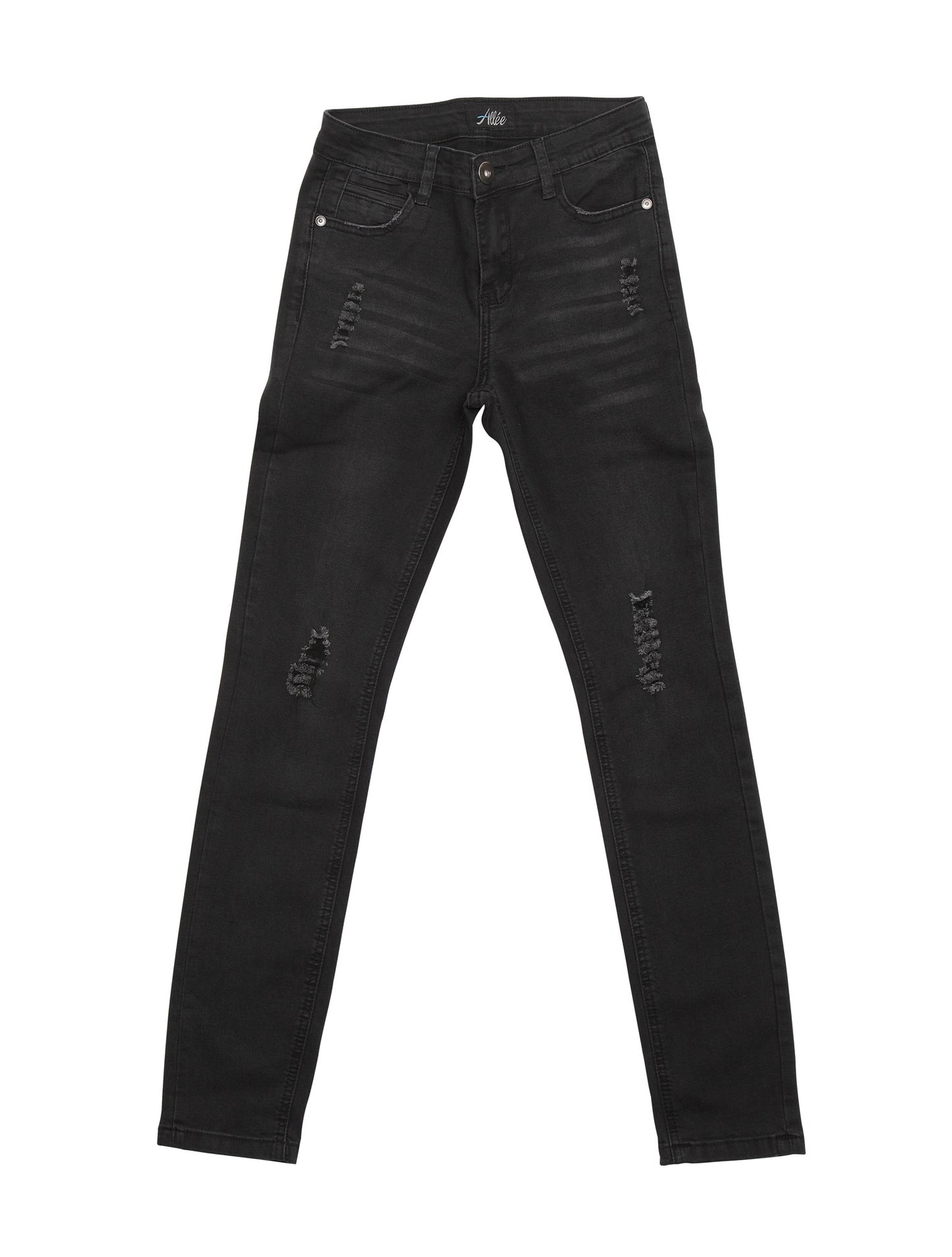 Dahlia-AK (Distressed Black Skinny Ankle Jeans)
