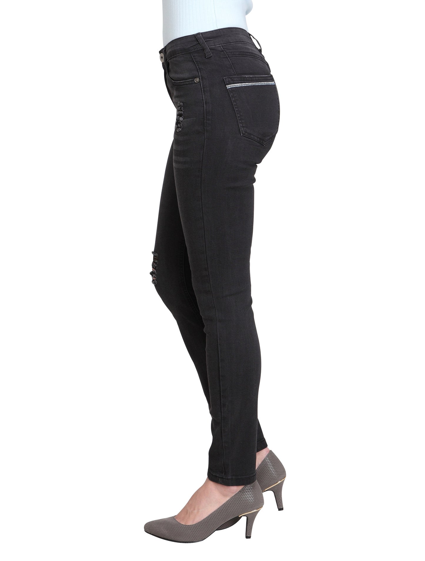 Dahlia-AK (Distressed Black Skinny Ankle Jeans)