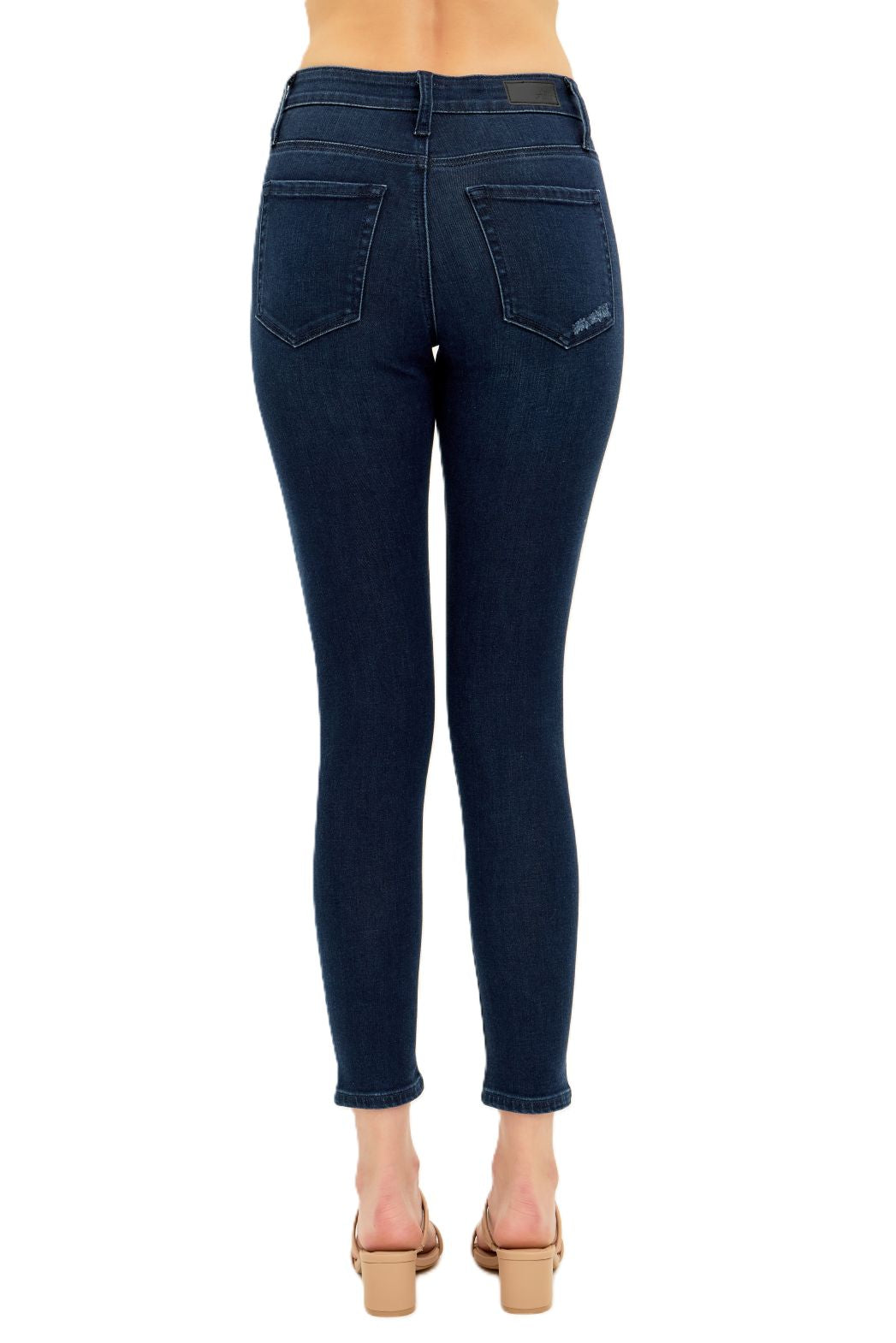 Lena a high-rise skinny in deep indigo back view