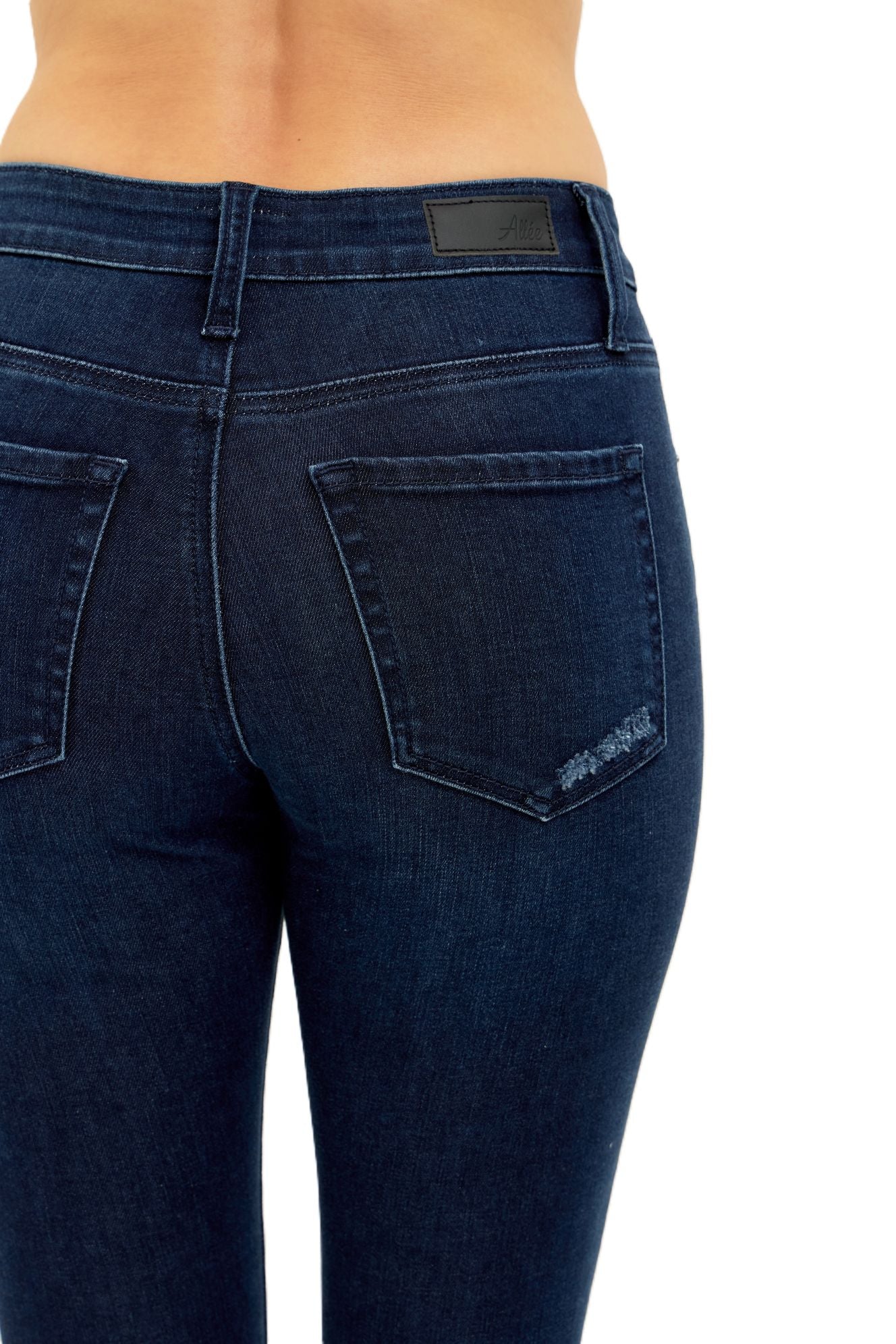 Lena a high-rise skinny in deep indigo close-up view
