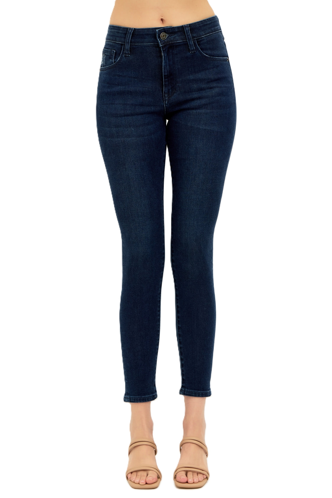 Lena a high-rise skinny in deep indigo front view
