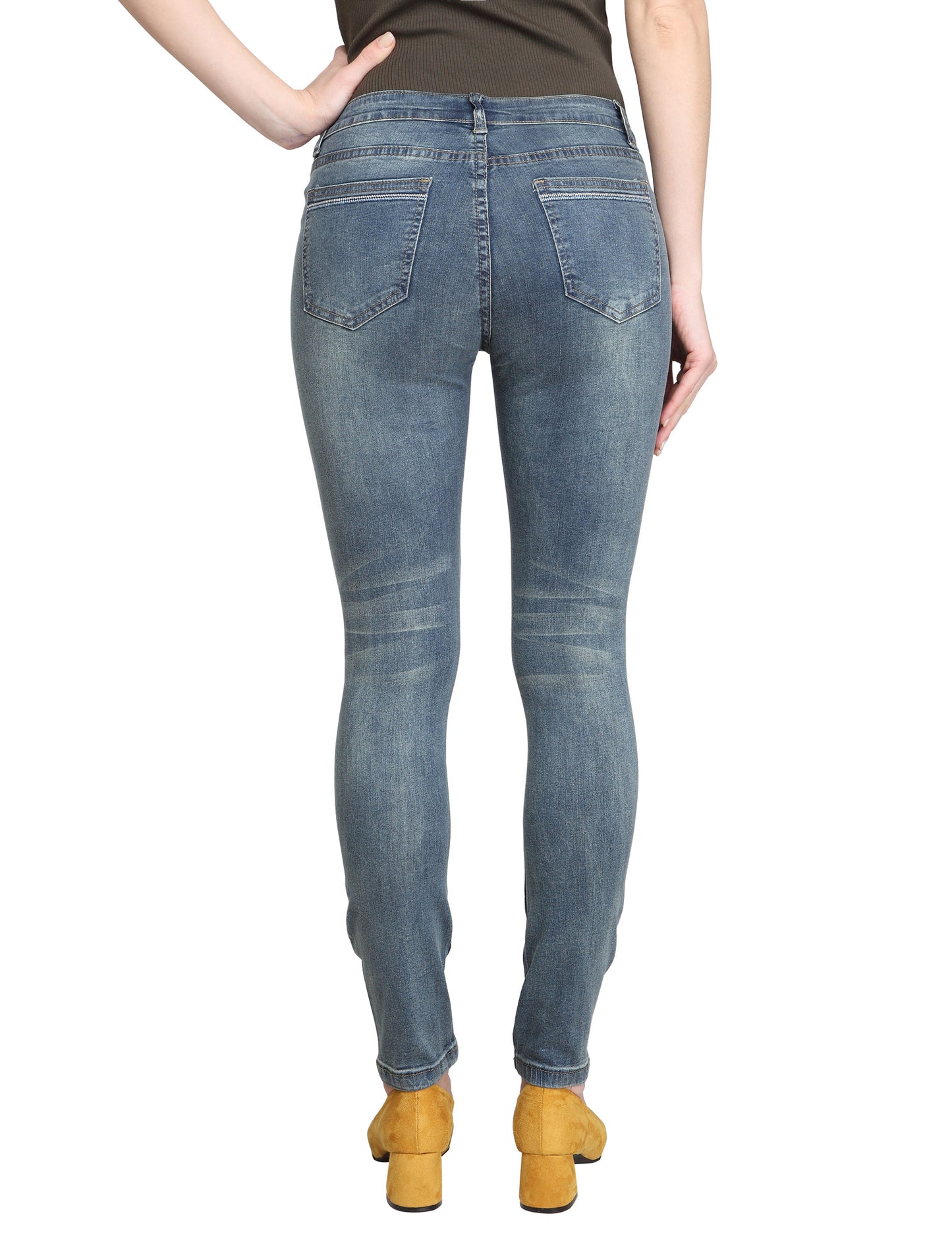 Lilas-AK (Plain Blue Skinny Ankle Jeans)