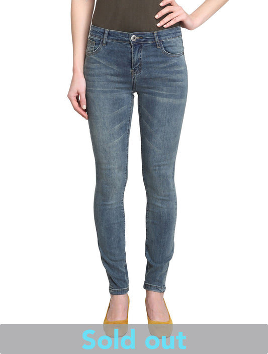 Lilas-AK (Plain Blue Skinny Ankle Jeans)